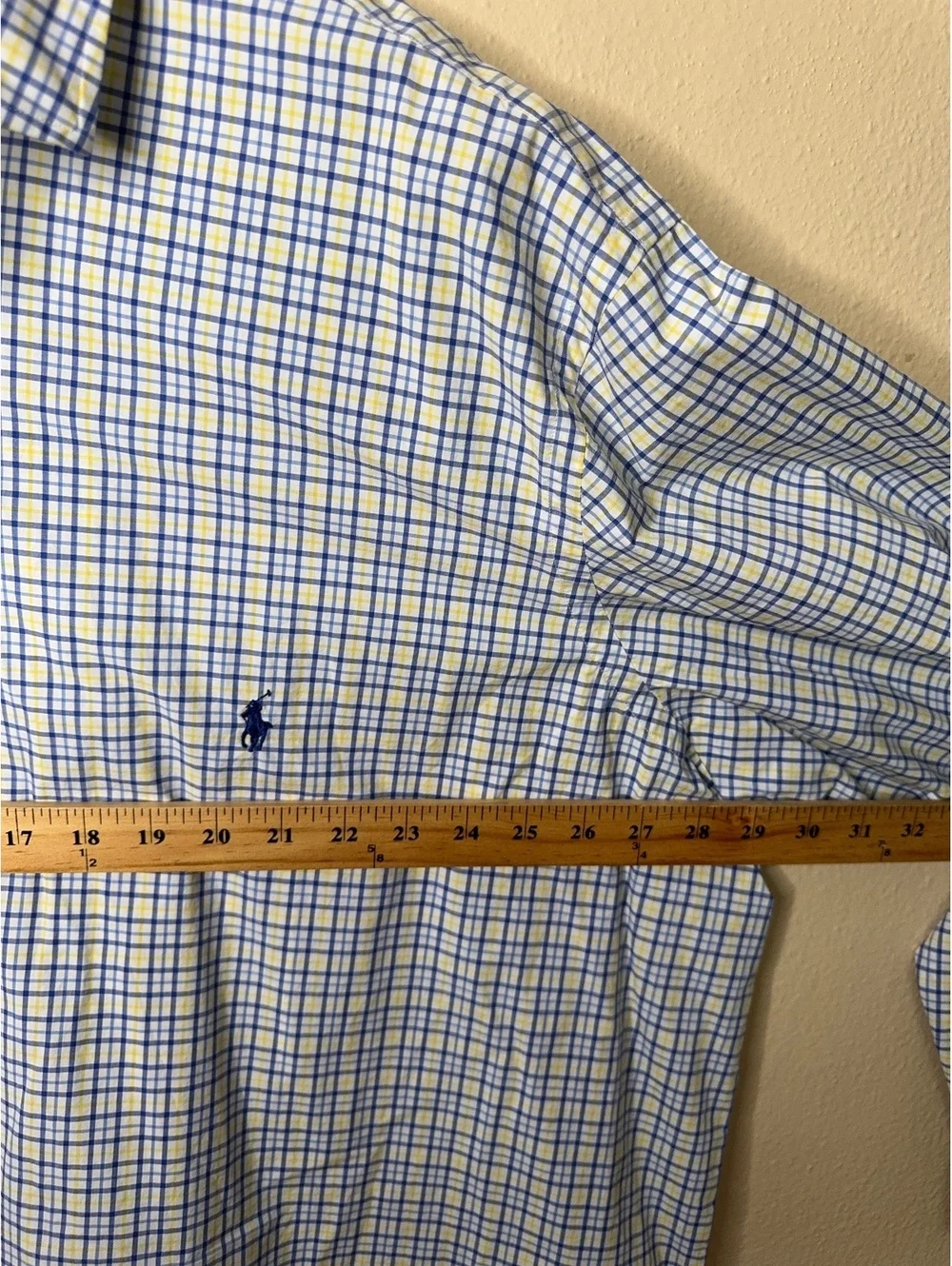 Polo Ralph Lauren Men’s 3XB Big Blue Yellow Plaid Cotton Long Sleeve Shirt